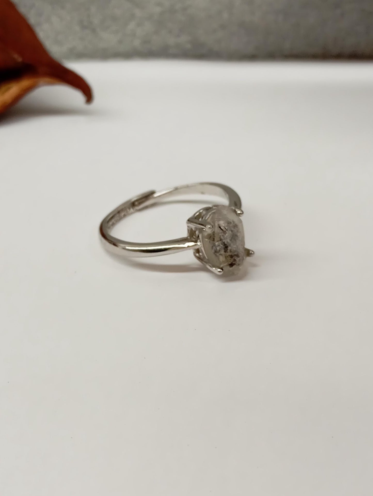 Double pointed Herkimer Diamond Quartz Adjustable open finger ring, Natural Raw Herkimer Quartz, gemstone, yoga meditation , gift for women