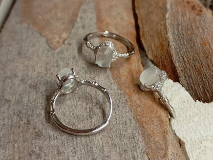 Moonstone finger ring adjustable dainty oval cabochon ring, protection stone, stunning exquisite gorgeous bohemian ring,gift for girlfriend