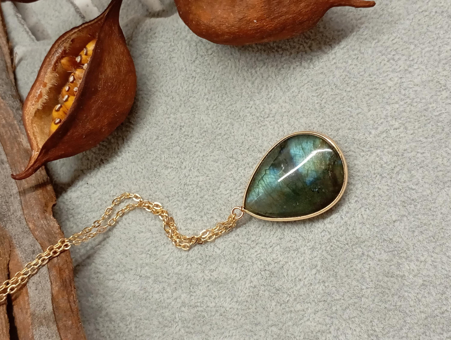 Drop Crystal pendant Necklace, gemstone teardrop shape, energy, healing protection stones, classic elegant bohemian finding, gift for woman