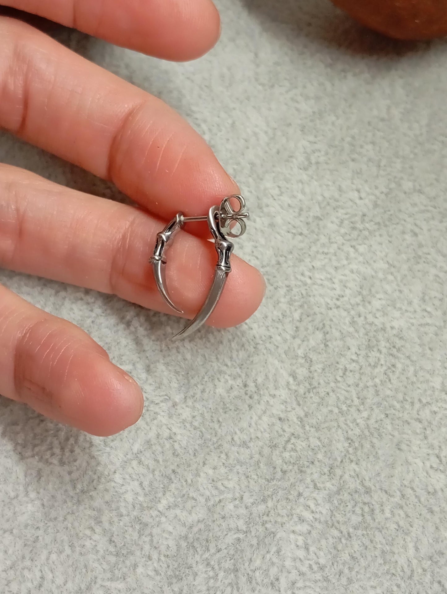 claws earring front back claw earring for men or women, surgical steel, 1pc or pair, Gothic Punk Hippie, party , Piercing, Halloween