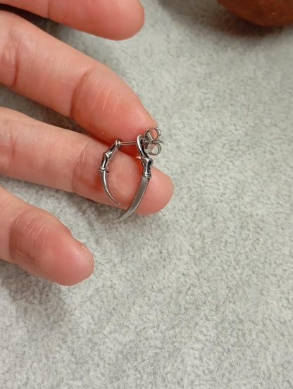 claws earring front back claw earring for men or women, surgical steel, 1pc or pair, Gothic Punk Hippie, party , Piercing, Halloween