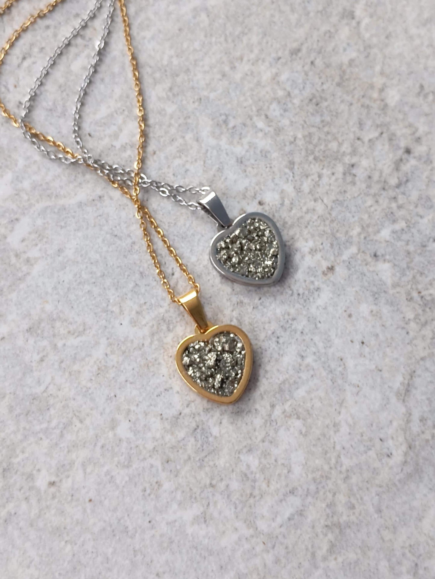 Heart pendant Raw Pyrite pendant Necklace, Wealth stone Necklace, Handmade Protection, bohemian finding, gift for girlfriend, wife