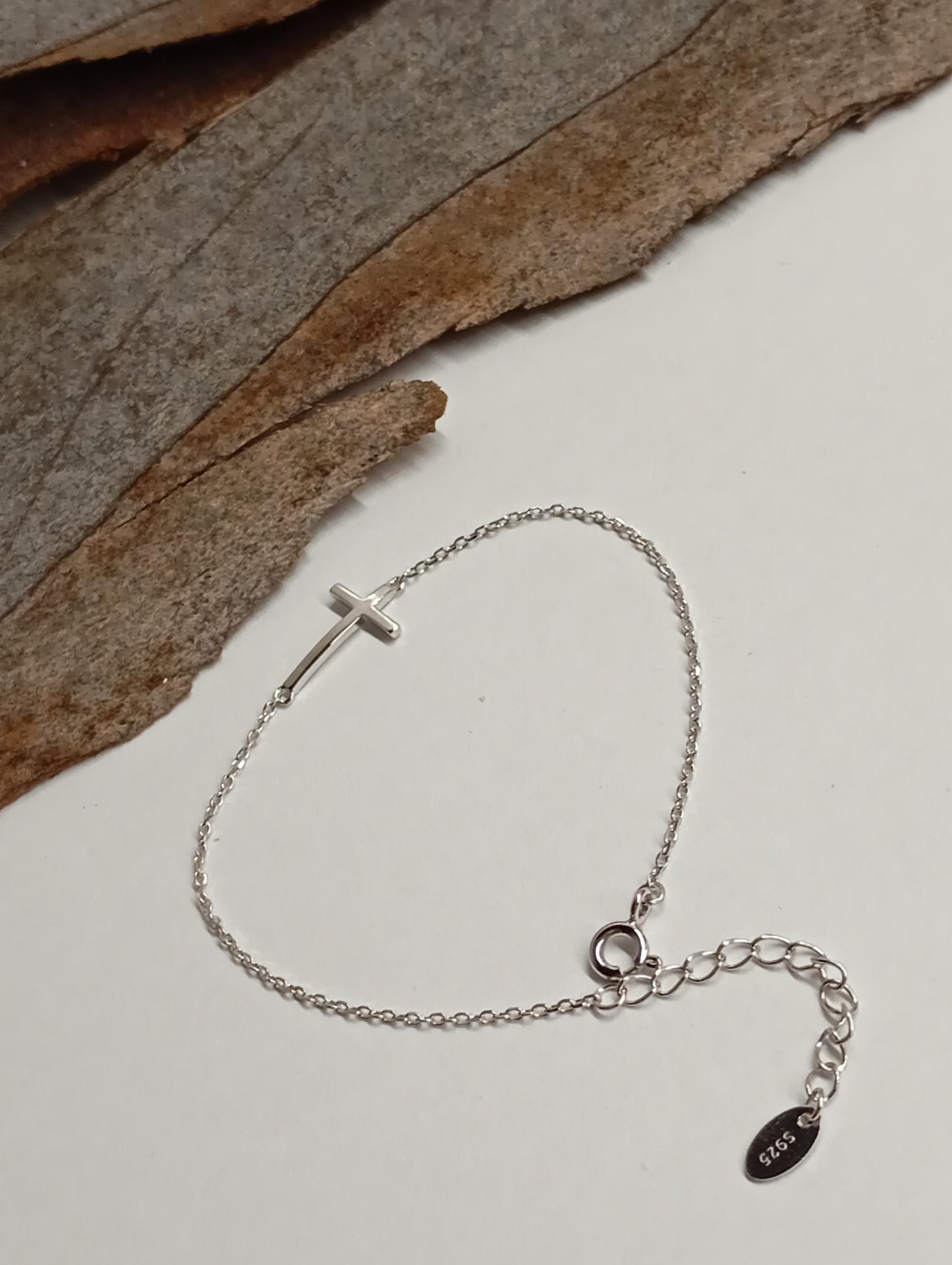 Cross Charm sterling silver Bracelet, everyday, Protection adjustable bracelet, Catholic Christian religious, believer, prayer church, gift for women