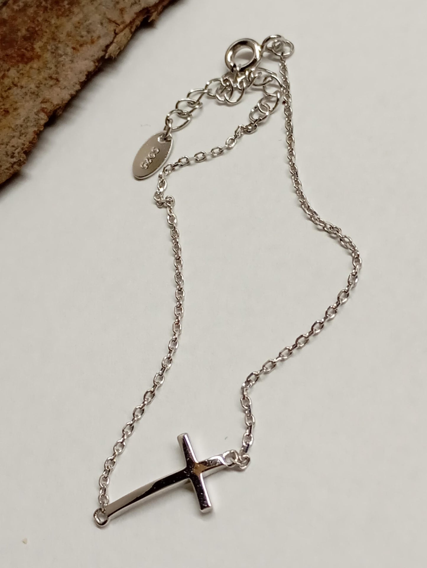 Cross Charm sterling silver Bracelet, everyday, Protection adjustable bracelet, Catholic Christian religious, believer, prayer church, gift for women