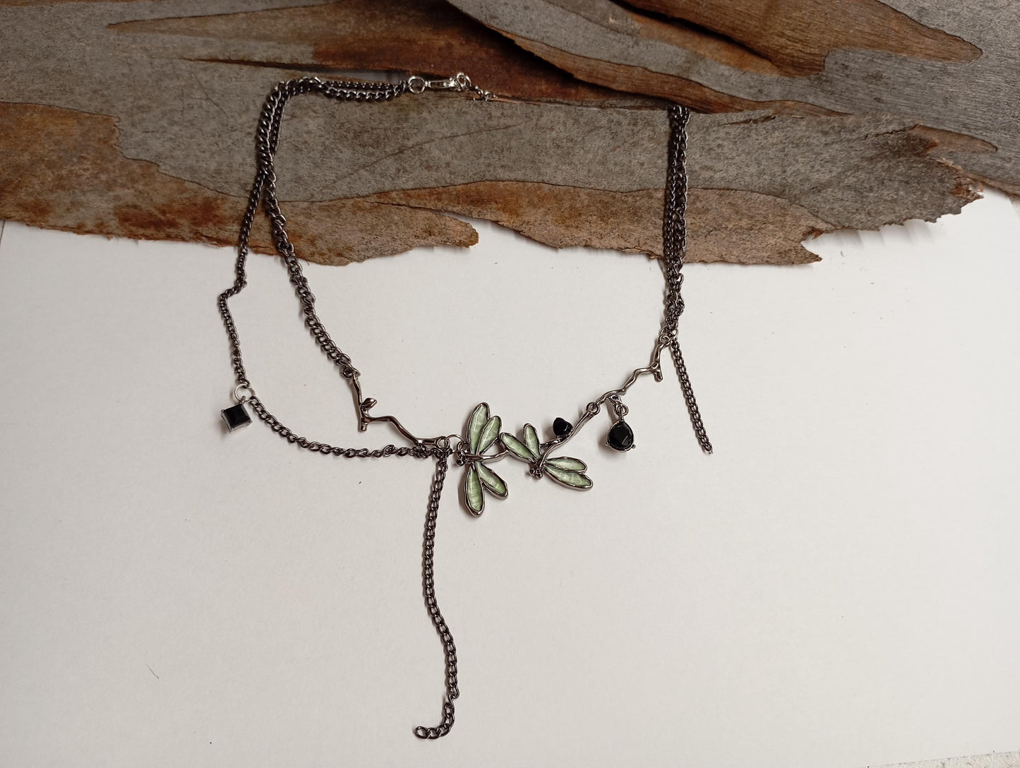 Dragonfly choker necklace exquisite gothic punk hip-hop, gun black splicing link chain choker Necklace, fashion, trendy gift