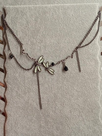 Dragonfly choker necklace exquisite gothic punk hip-hop, gun black splicing link chain choker Necklace, fashion, trendy gift
