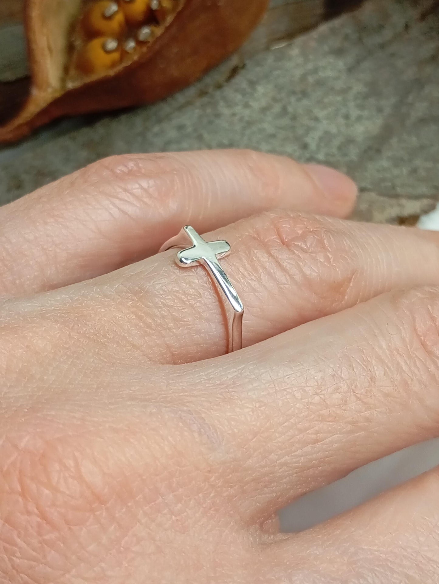 Cross ring 925 sterling silver open finger ring adjustable, charming, minimalist,dainty, church,believer,  Christian cross gift for believer