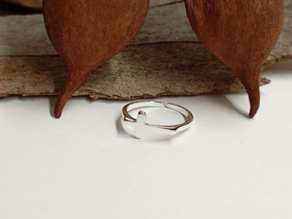 Cross ring 925 sterling silver open finger ring adjustable, charming, minimalist,dainty, church,believer,  Christian cross gift for believer