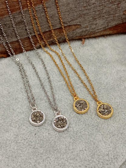 Raw Pyrite Cubes Pendant Necklace, wealth stone, healing, protection, tiny, dainty adjustable chain necklace, gift for woman