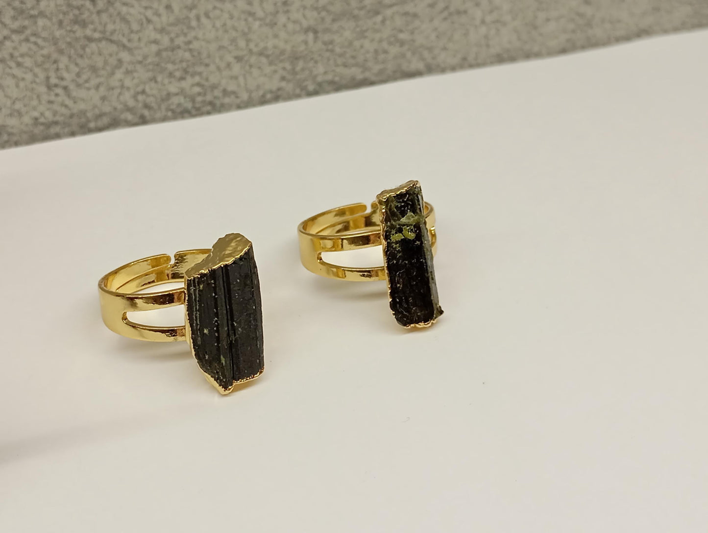 Raw Black Tourmaline adjustable  finger ring, gemstone, Reiki,antique, fashion dainty elegant women , evil eye protection stone, mascot