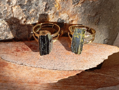 Raw Black Tourmaline adjustable  finger ring, gemstone, Reiki,antique, fashion dainty elegant women , evil eye protection stone, mascot