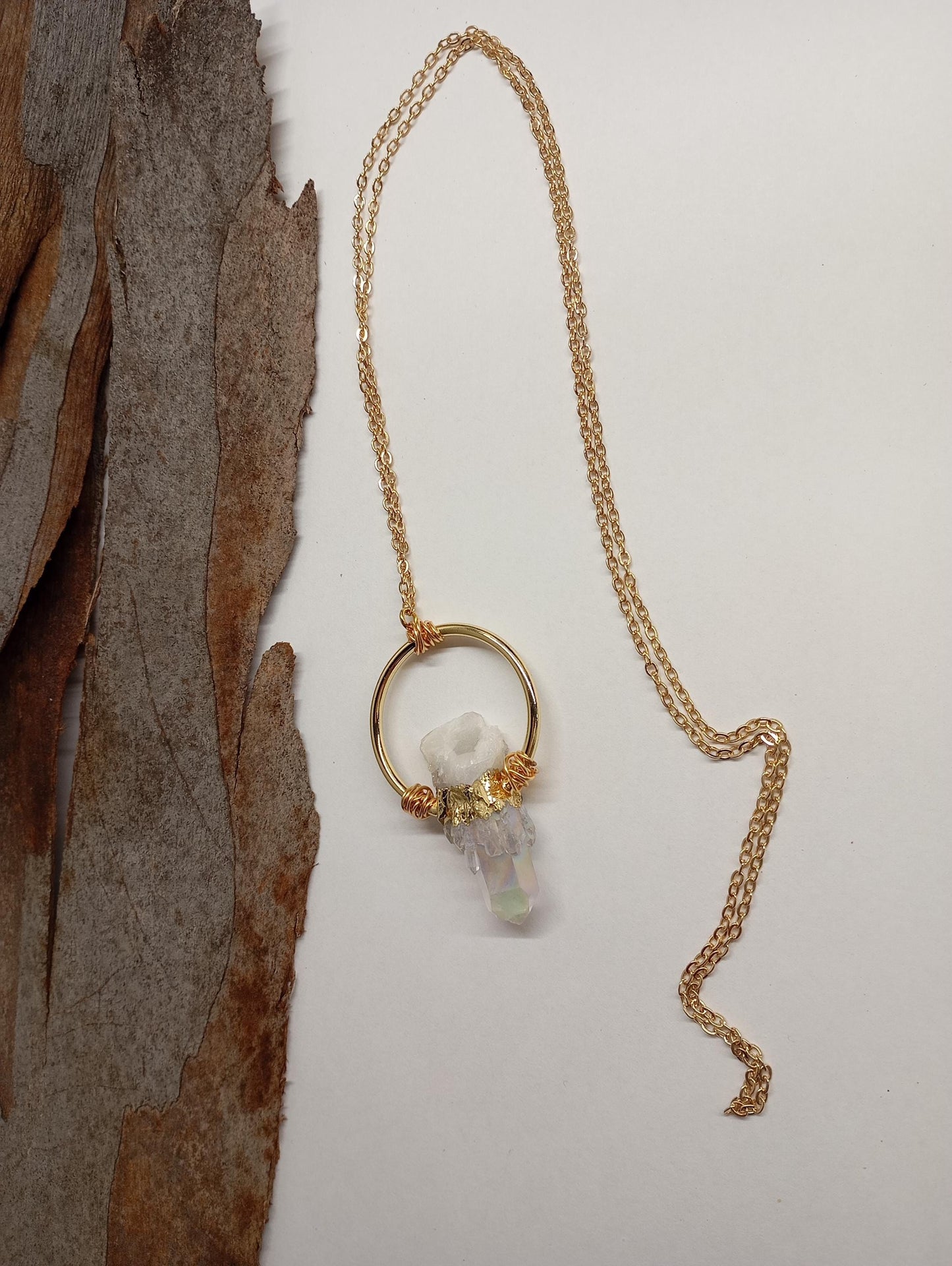 Aura clear Quartz Point Pendant Necklace, Raw Crystal cluster Healing Necklace, Chain necklace  Crystal Pendant, Natural Gemstone, amulet