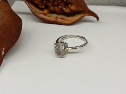 Double pointed Herkimer Diamond Quartz Adjustable open finger ring, Natural Raw Herkimer Quartz, gemstone, yoga meditation , gift for women