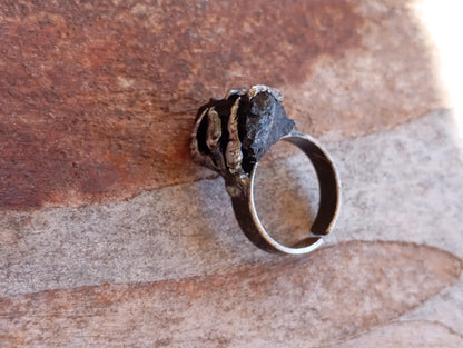 Raw Black Tourmaline claws ring, adjustable finger ring, gemstone,Reiki, antique bronze,retro,gothic evil eye protection stone,mascot,amulet