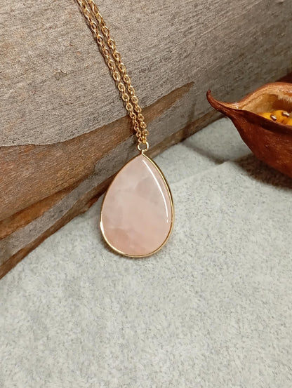Drop Crystal pendant Necklace, gemstone teardrop shape, energy, healing protection stones, classic elegant bohemian finding, gift for woman