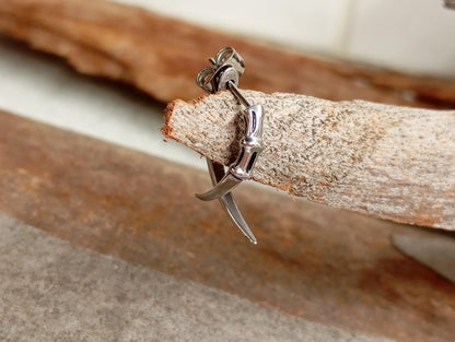 claws earring front back claw earring for men or women, surgical steel, 1pc or pair, Gothic Punk Hippie, party , Piercing, Halloween