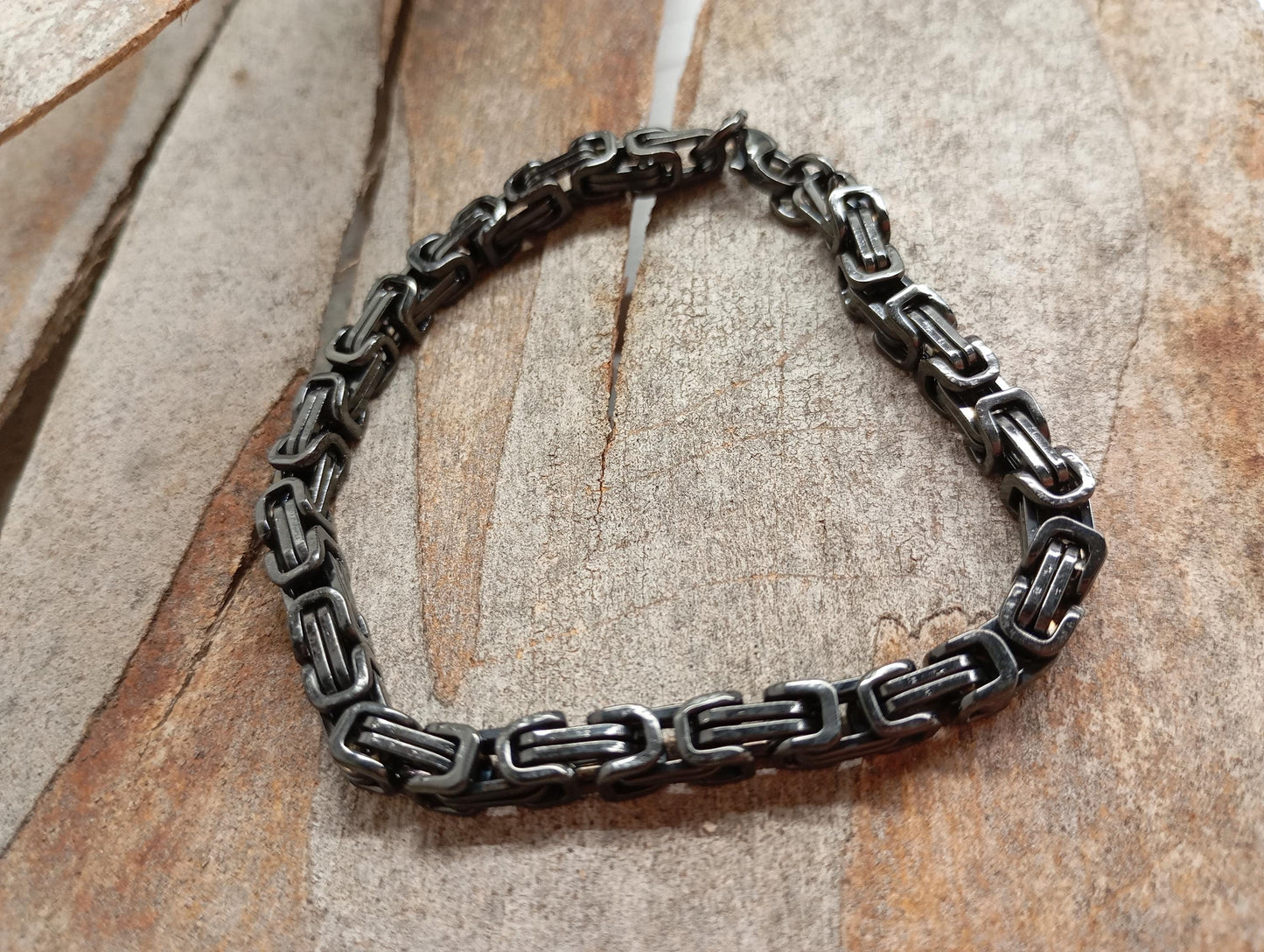 Mans chunky Byzantine braided chain bracelet stainless steel thick bracelet masculine retro stainless steel wristband