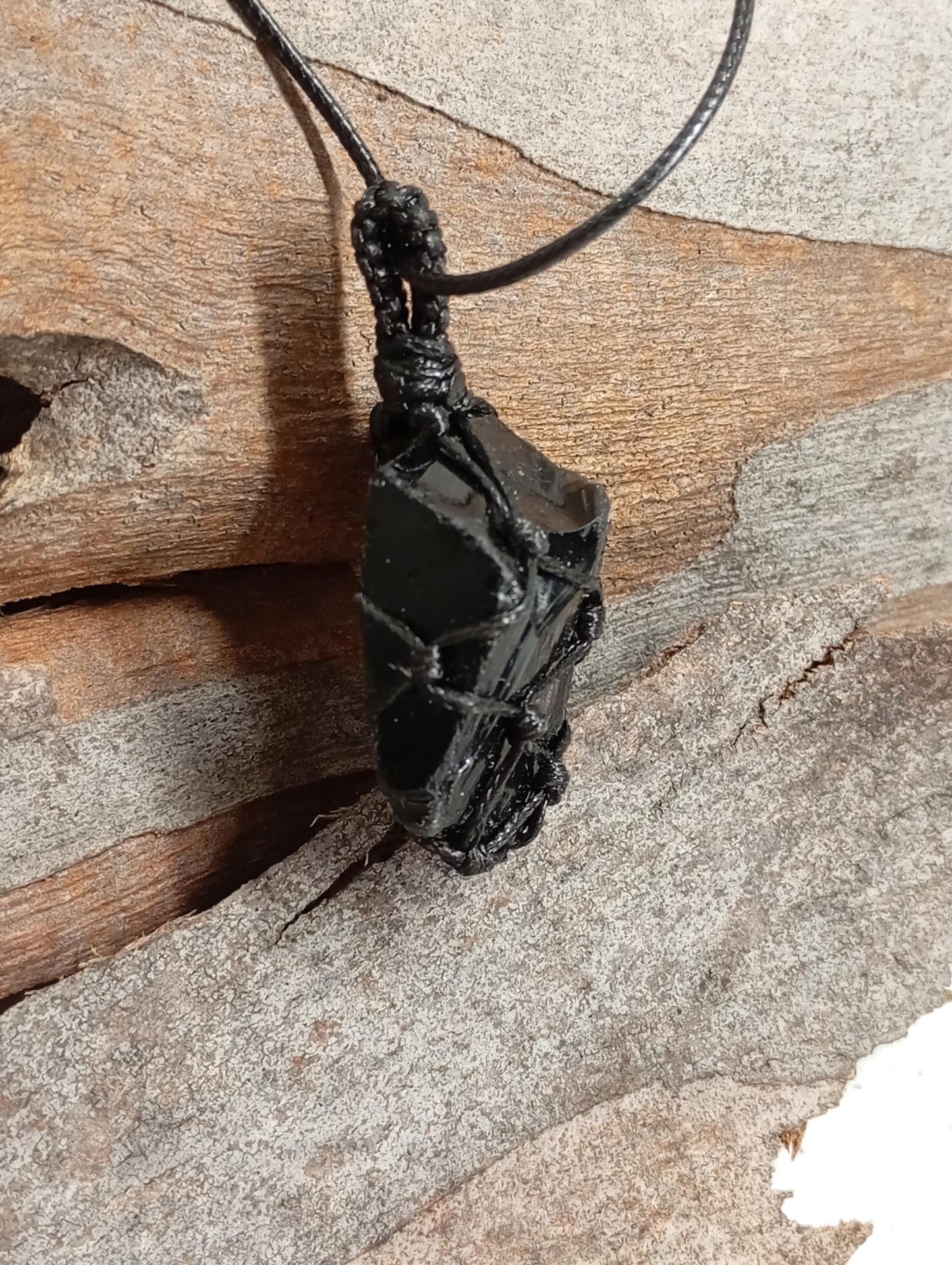 Black Obsidian Pendant Necklace, Raw natural gemstone, Crystal holder,crystal cage, evil eye protection, reiki, mascot, yoga, base chakra