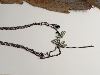 Dragonfly choker necklace exquisite gothic punk hip-hop, gun black splicing link chain choker Necklace, fashion, trendy gift