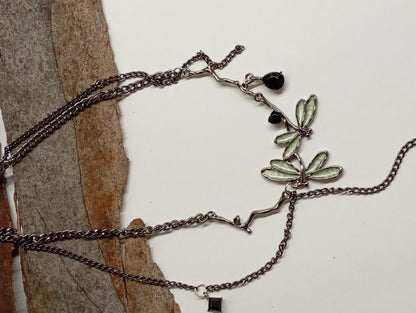 Dragonfly choker necklace exquisite gothic punk hip-hop, gun black splicing link chain choker Necklace, fashion, trendy gift