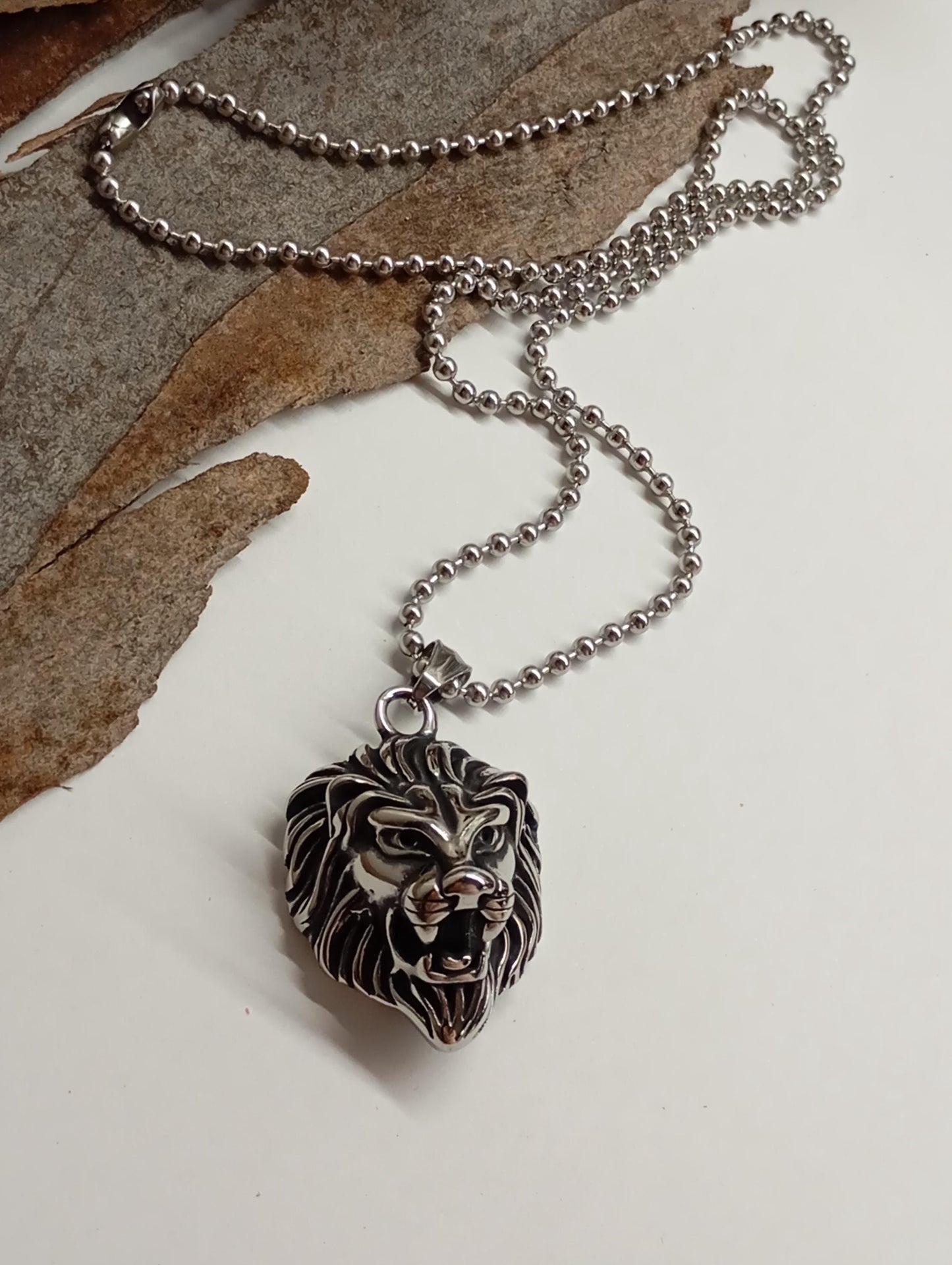 Lion head Pendant Necklace, Animal pendant titanium stainless steel, Domineering Exquisite Fashion, trend punk casual, Gift for Man