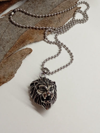 Lion head Pendant Necklace, Animal pendant titanium stainless steel, Domineering Exquisite Fashion, trend punk casual, Gift for Man