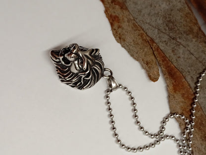 Lion head Pendant Necklace, Animal pendant titanium stainless steel, Domineering Exquisite Fashion, trend punk casual, Gift for Man
