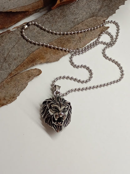 Lion head Pendant Necklace, Animal pendant titanium stainless steel, Domineering Exquisite Fashion, trend punk casual, Gift for Man