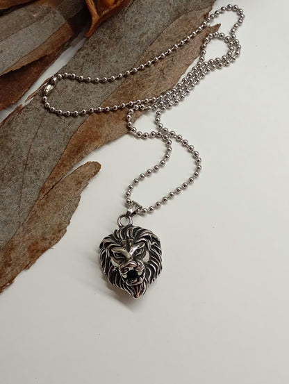 Lion head Pendant Necklace, Animal pendant titanium stainless steel, Domineering Exquisite Fashion, trend punk casual, Gift for Man