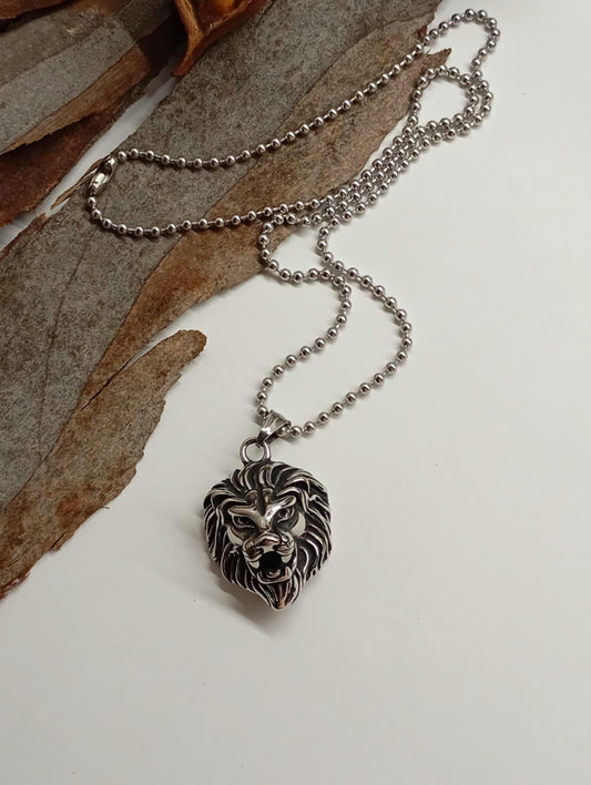 Lion head Pendant Necklace, Animal pendant titanium stainless steel, Domineering Exquisite Fashion, trend punk casual, Gift for Man