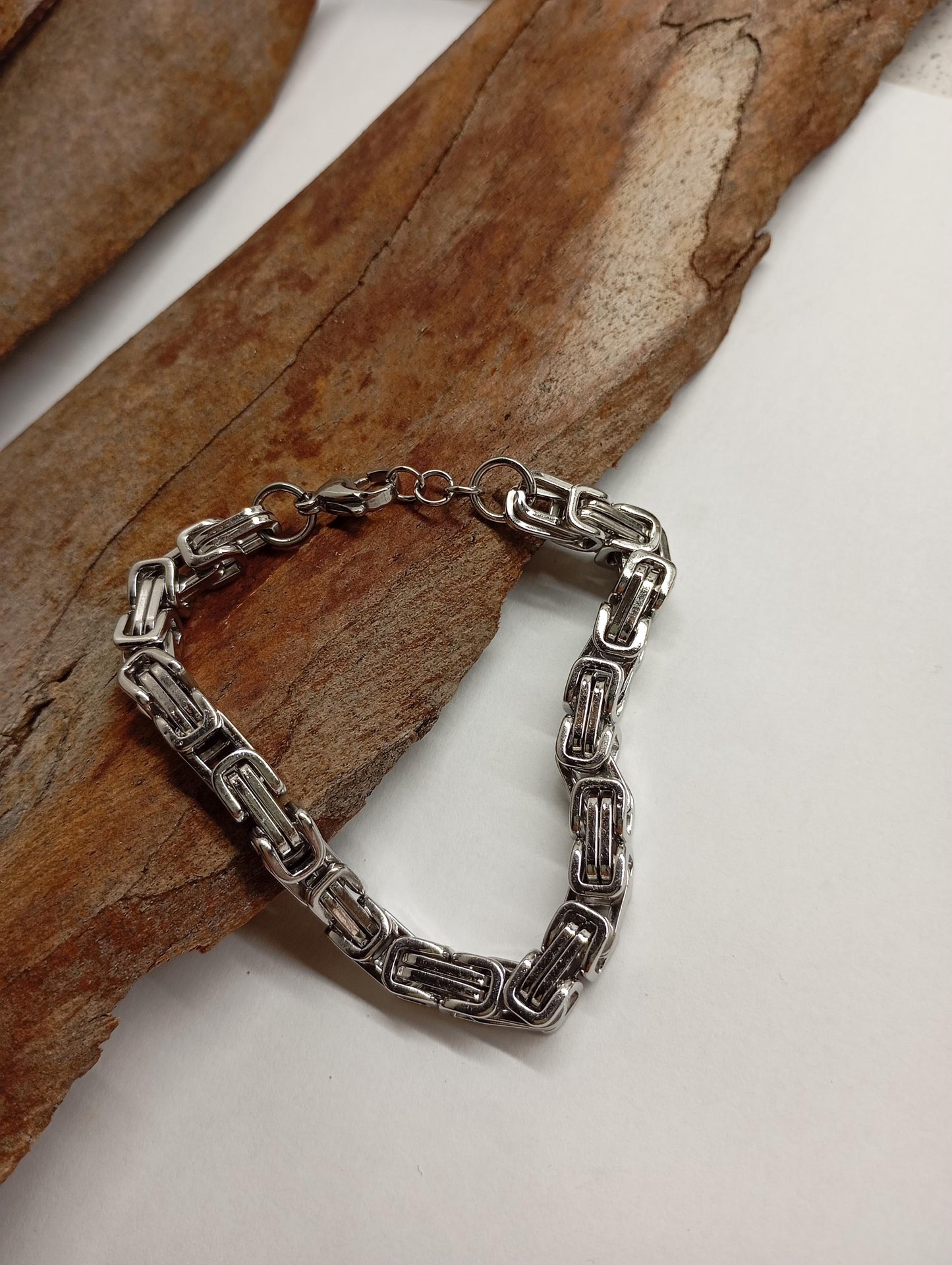 Mans chunky Byzantine braided chain bracelet stainless steel thick bracelet masculine retro stainless steel wristband