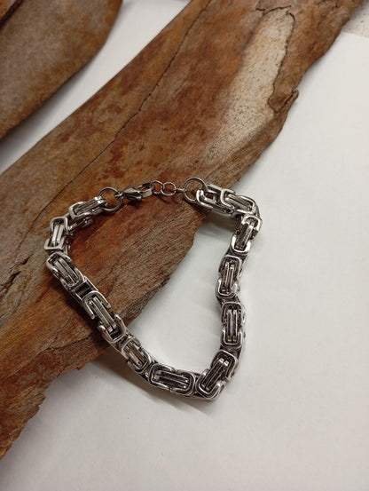 Mans chunky Byzantine braided chain bracelet stainless steel thick bracelet masculine retro stainless steel wristband