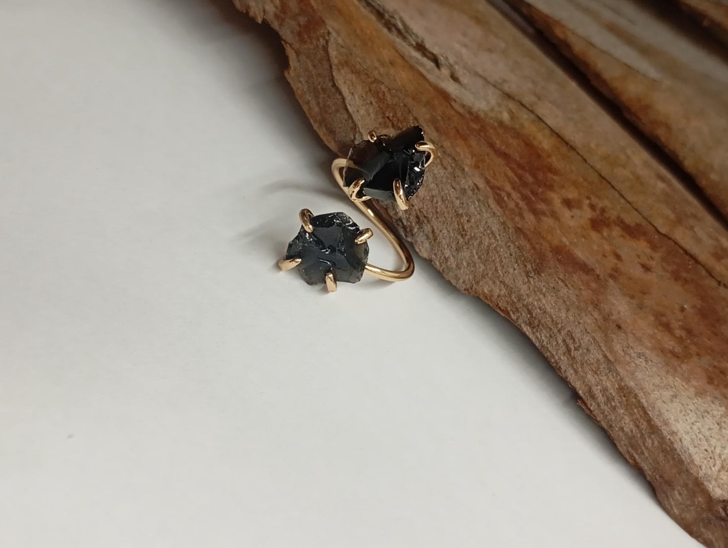 Raw black obsidian adjustable finger ring, gemstone, Reiki, fashion dainty elegant, wedding, gift for women, healing protection stone,mascot