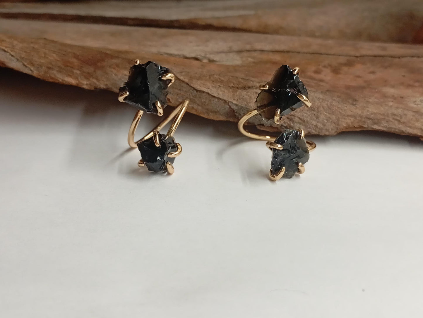 Raw black obsidian adjustable finger ring, gemstone, Reiki, fashion dainty elegant, wedding, gift for women, healing protection stone,mascot