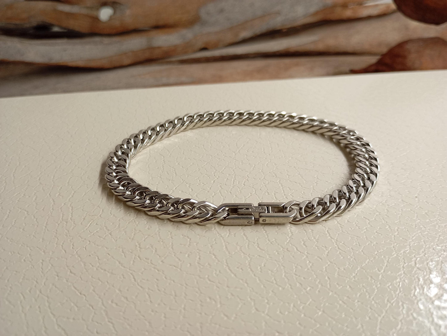 Mans Cuban link chain bracelet in stainless steel with sturdy box clasp, thick  masculine , modern, casual minimalist wristband