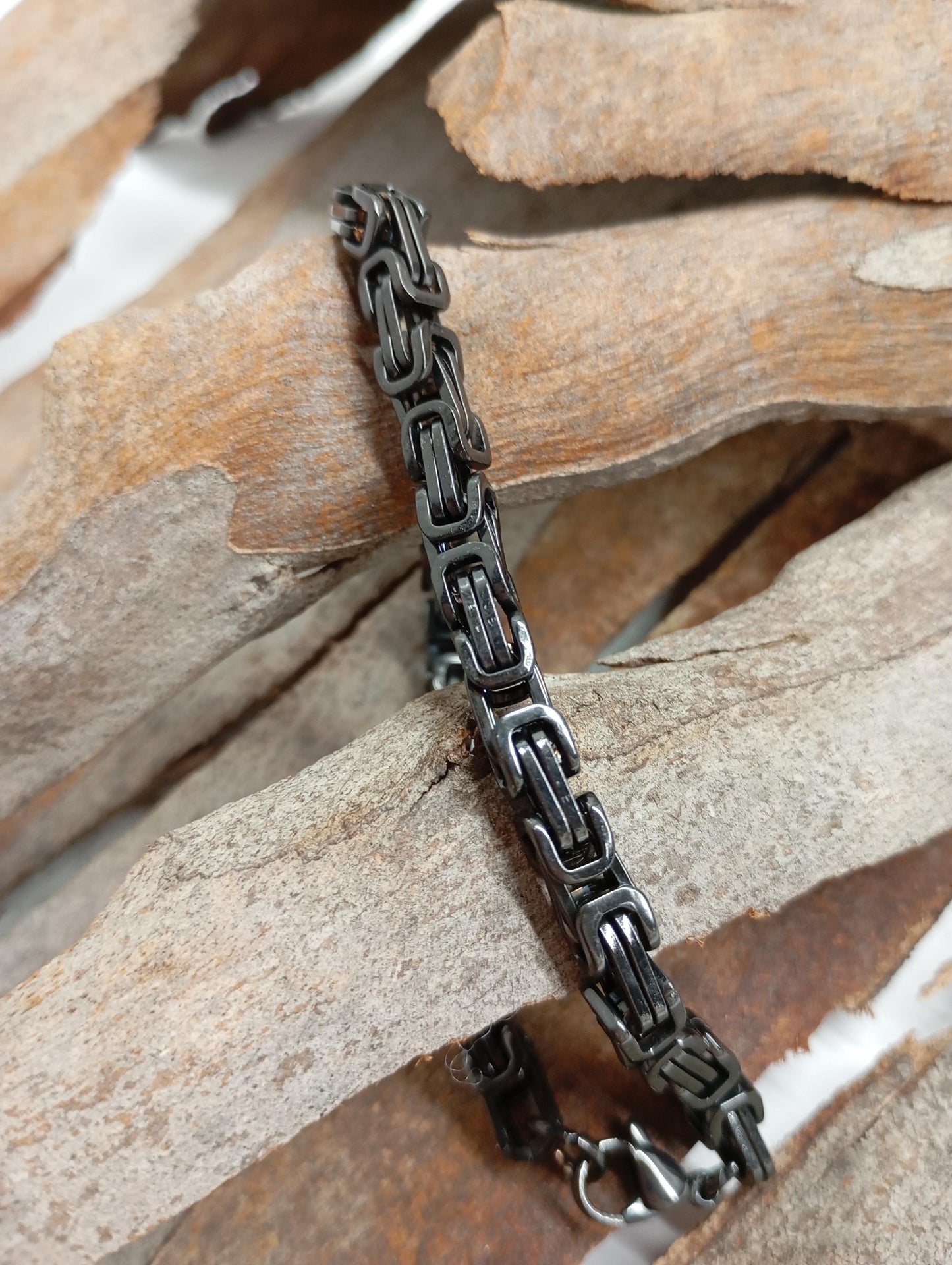 Mans chunky Byzantine braided chain bracelet stainless steel thick bracelet masculine retro stainless steel wristband