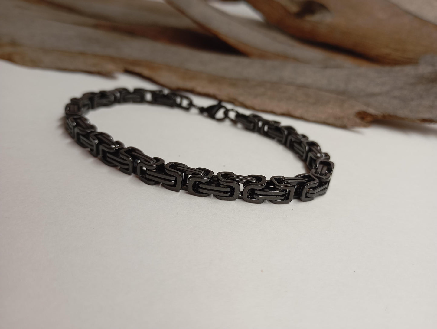 Mans chunky Byzantine braided chain bracelet stainless steel thick bracelet masculine retro stainless steel wristband