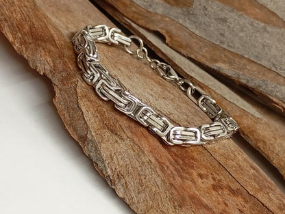 Mans chunky Byzantine braided chain bracelet stainless steel thick bracelet masculine retro stainless steel wristband