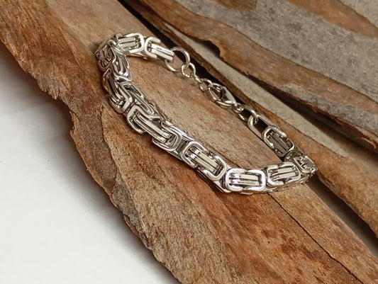 Mans chunky Byzantine braided chain bracelet stainless steel thick bracelet masculine retro stainless steel wristband