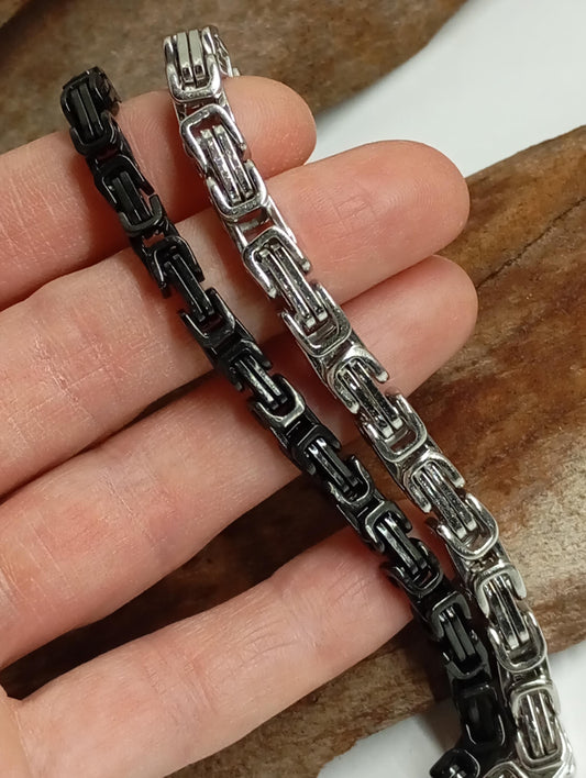 Mans chunky Byzantine braided chain bracelet stainless steel thick bracelet masculine retro stainless steel wristband