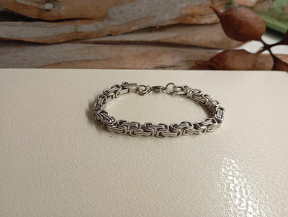 Mans chunky Byzantine braided chain bracelet stainless steel thick bracelet masculine retro stainless steel wristband