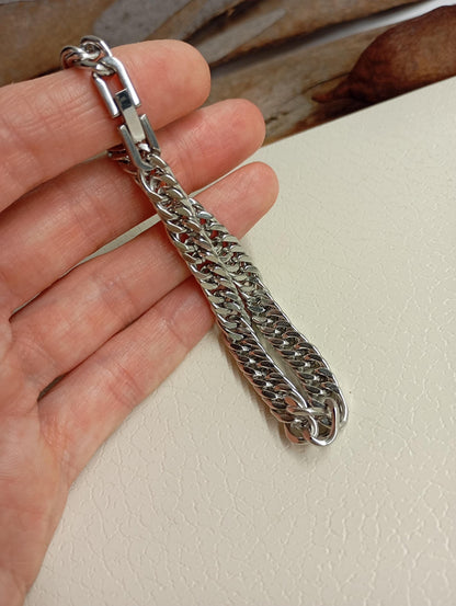 Mans Cuban link chain bracelet in stainless steel with sturdy box clasp, thick  masculine , modern, casual minimalist wristband