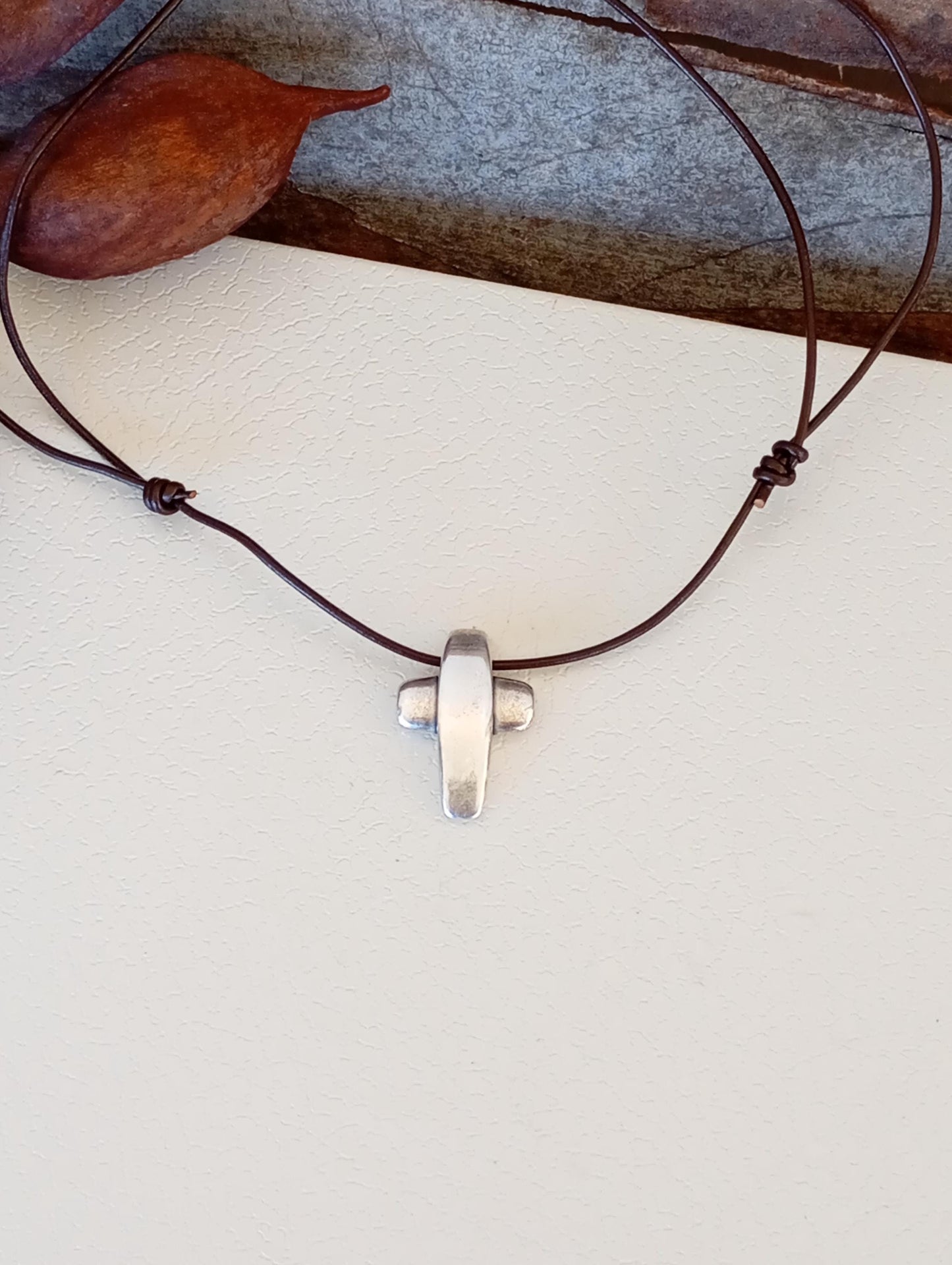 Cross Pendant Necklace, Stainless steel Cross Charms Necklace, Mens Pendant, Adjustable Leather Black Cord Necklace, Gift for him, Religious