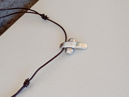 Cross Pendant Necklace, Stainless steel Cross Charms Necklace, Mens Pendant, Adjustable Leather Black Cord Necklace, Gift for him, Religious