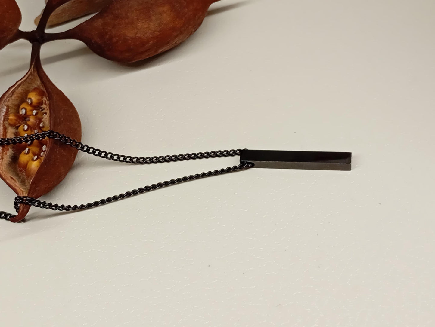 Rectangular Bar Pendant Necklace – Stainless Steel, Silver or Black