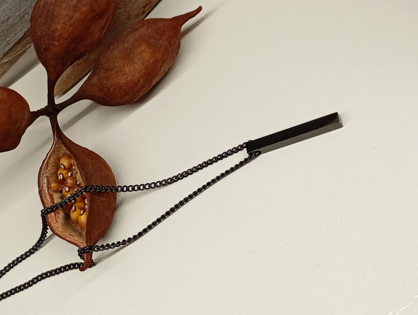 Rectangular Bar Pendant Necklace – Stainless Steel, Silver or Black