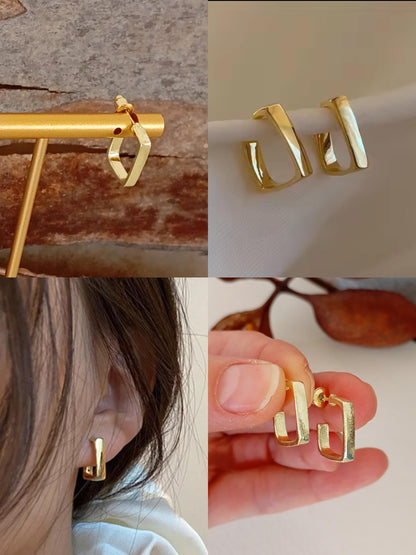 Minimalist square U shape studs earrings, fashion design Earrings, Geometric, Party, Daily Dainty Elegant earrings