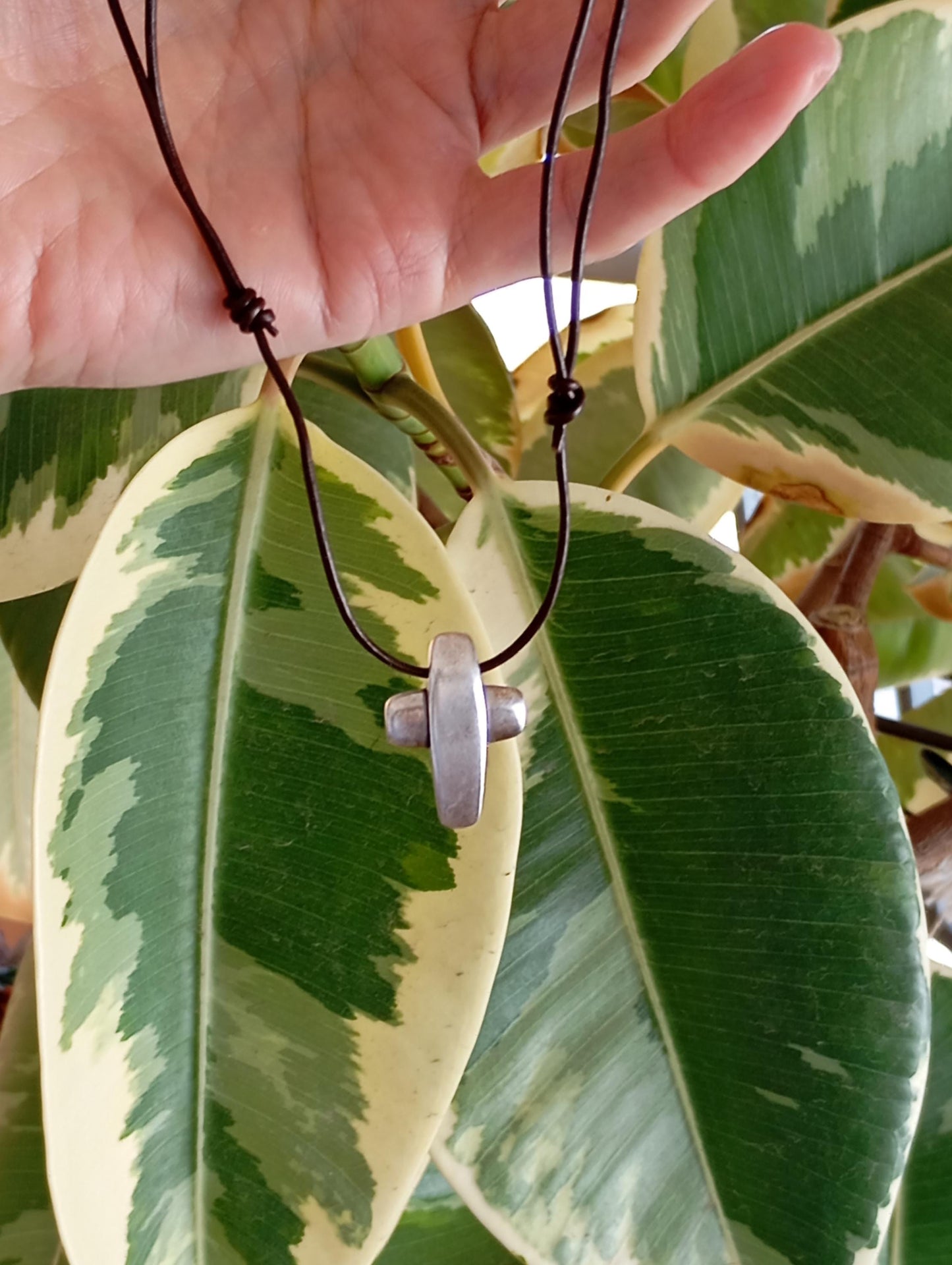 Cross Pendant Necklace, Stainless steel Cross Charms Necklace, Mens Pendant, Adjustable Leather Black Cord Necklace, Gift for him, Religious