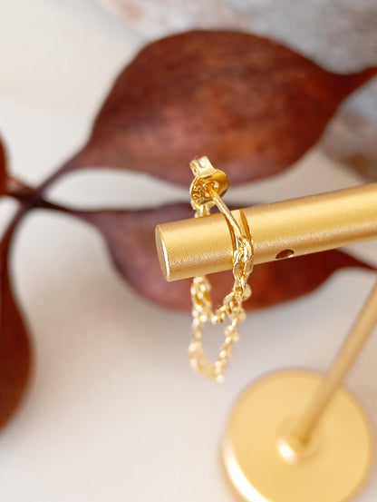 Elegant Double Chain Earrings Studs, sterling silver & gold plated, fashion design, Party, Wedding, Daily, Dainty, trendy