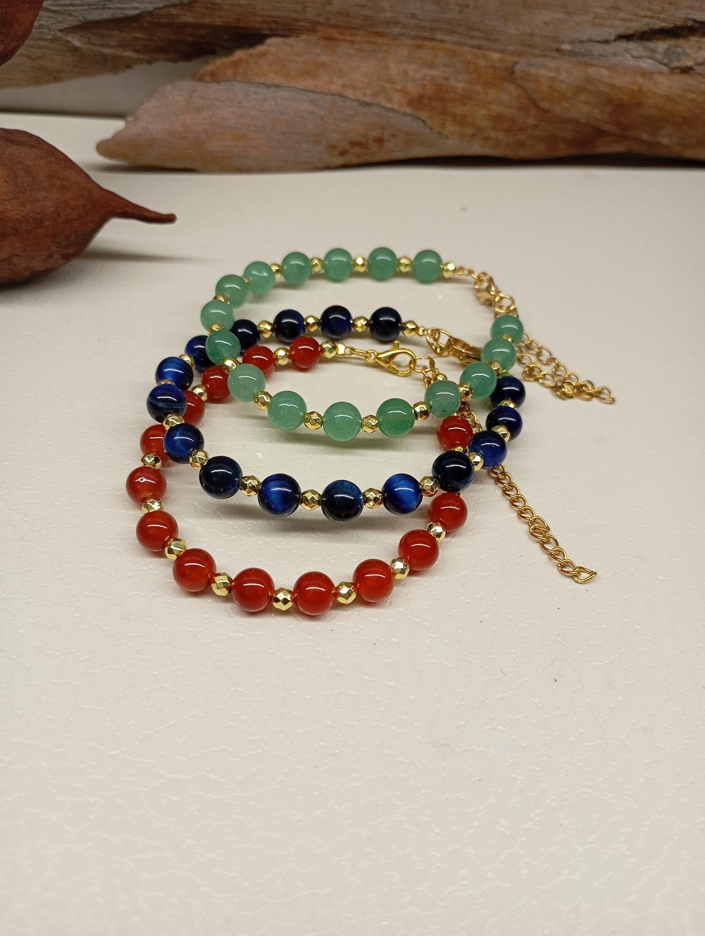 Beaded Bracelet for women, carnelian, blue tiger eye, green aventurine  Hematite Gemstone Bracelet,Elegant Bracelet,Energy Protection stones
